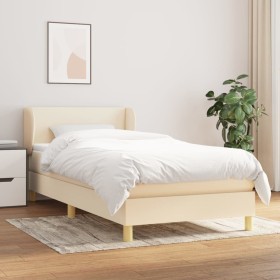 Box spring bed with cream fabric mattress 90x200 cm by vidaXL, Beds and slatted bases - Ref: Foro24-3126618, Price: 320,67 €,...