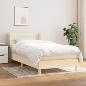 Box spring bed with cream fabric mattress 90x200 cm by vidaXL, Beds and slatted bases - Ref: Foro24-3126858, Price: 323,30 €,...