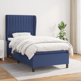 Box spring bed with blue fabric mattress 90x190 cm by vidaXL, Beds and slatted bases - Ref: Foro24-3128091, Price: 365,50 €, ...