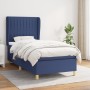 Box spring bed with blue fabric mattress 90x190 cm by vidaXL, Beds and slatted bases - Ref: Foro24-3128651, Price: 379,48 €, ...