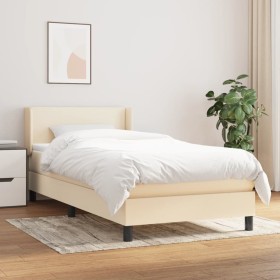 Box spring bed with cream fabric mattress 90x200 cm by vidaXL, Beds and slatted bases - Ref: Foro24-3129526, Price: 306,99 €,...