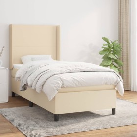 Cama box spring con colchón tela color crema 90x200 cm de vidaXL, Camas y somieres - Ref: Foro24-3131246, Precio: 365,99 €, D...