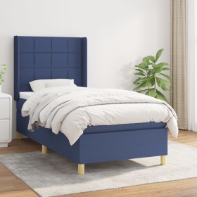 Box spring bed with blue fabric mattress 90x190 cm by vidaXL, Beds and slatted bases - Ref: Foro24-3131959, Price: 374,99 €, ...