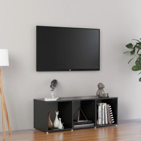 Glossy gray plywood TV cabinet 107x35x37 cm by vidaXL, TV Furniture - Ref: Foro24-805542, Price: 44,99 €, Discount: %