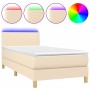 Boxspringbett-Matratze und LED-Leuchten, cremefarbener Stoff, 90 x 200 cm von vidaXL, Betten und Lattenroste - Ref: Foro24-31...