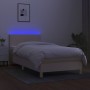 Box spring bed mattress and LED lights cream fabric 90x200 cm by vidaXL, Beds and slatted bases - Ref: Foro24-3133530, Price:...