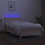 Box spring bed with mattress and LED cream fabric 90x200 cm by vidaXL, Beds and slatted bases - Ref: Foro24-3133610, Price: 3...