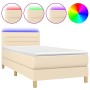 Cama box spring con colchón y LED tela crema 90x200 cm de vidaXL, Camas y somieres - Ref: Foro24-3133770, Precio: 318,70 €, D...