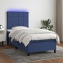 Box spring bed mattress and LED lights blue fabric 90x190 cm by vidaXL, Beds and slatted bases - Ref: Foro24-3134843, Price: ...