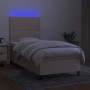 Box spring bed mattress and LED lights cream fabric 90x200 cm by vidaXL, Beds and slatted bases - Ref: Foro24-3135010, Price:...