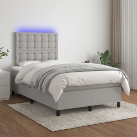 Cama box spring con colchón tela y LED gris claro 120x200 cm de vidaXL, Camas y somieres - Ref: Foro24-3135181, Precio: 416,4...