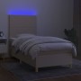 Box spring bed mattress and LED lights cream fabric 90x200 cm by vidaXL, Beds and slatted bases - Ref: Foro24-3135250, Price:...