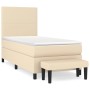 Cama box spring con colchón tela color crema 90x200 cm de vidaXL, Camas y somieres - Ref: Foro24-3136410, Precio: 381,94 €, D...