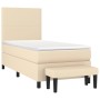 Cama box spring con colchón tela color crema 90x200 cm de vidaXL, Camas y somieres - Ref: Foro24-3136410, Precio: 381,94 €, D...