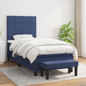 Cama box spring con colchón tela azul 90x190 cm de vidaXL, Camas y somieres - Ref: Foro24-3136563, Precio: 368,99 €, Descuent...