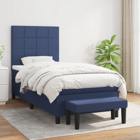 Cama box spring con colchón tela azul 90x190 cm de vidaXL, Camas y somieres - Ref: Foro24-3136563, Precio: 381,57 €, Descuent...