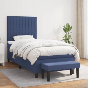 Box spring bed with blue fabric mattress 90x190 cm by vidaXL, Beds and slatted bases - Ref: Foro24-3136723, Price: 367,99 €, ...