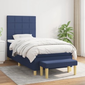 Box spring bed with blue fabric mattress 90x190 cm by vidaXL, Beds and slatted bases - Ref: Foro24-3137123, Price: 399,43 €, ...