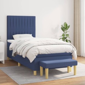 Box spring bed with blue fabric mattress 90x190 cm by vidaXL, Beds and slatted bases - Ref: Foro24-3137283, Price: 399,99 €, ...