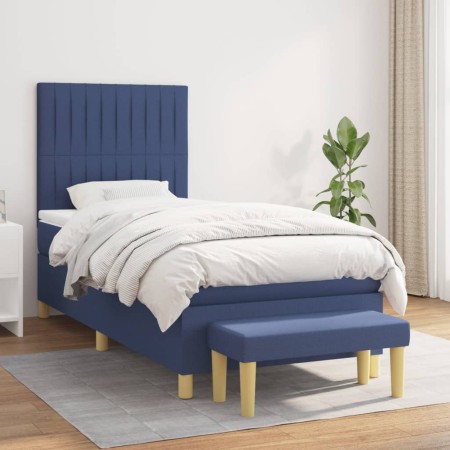 Cama box spring con colchón tela azul 90x190 cm de vidaXL, Camas y somieres - Ref: Foro24-3137283, Precio: 389,58 €, Descuent...