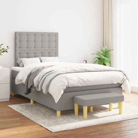 Cama box spring con colchón tela gris claro 120x200 cm de vidaXL, Camas y somieres - Ref: Foro24-3137461, Precio: 460,78 €, D...