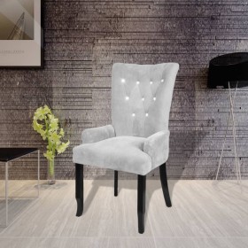 Silver velvet armchair by vidaXL, dining chairs - Ref: Foro24-240654, Price: 120,54 €, Discount: %