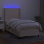 Boxspringbett-Matratze und LED-Leuchten, cremefarbener Stoff, 90 x 200 cm von vidaXL, Betten und Lattenroste - Ref: Foro24-31...