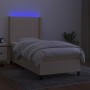 Box spring bed mattress and LED lights cream fabric 90x200 cm by vidaXL, Beds and slatted bases - Ref: Foro24-3138450, Price:...