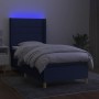 Boxspringbettmatratze und LED-Leuchten aus blauem Stoff 90x190 cm von vidaXL, Betten und Lattenroste - Ref: Foro24-3138843, P...