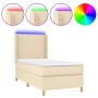 Boxspringbett-Matratze und LED-Leuchten, cremefarbener Stoff, 90 x 200 cm von vidaXL, Betten und Lattenroste - Ref: Foro24-31...