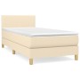 Cama box spring con colchón tela color crema 90x200 cm de vidaXL, Camas y somieres - Ref: Foro24-3140430, Precio: 307,74 €, D...