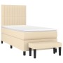 Box spring bed with cream fabric mattress 90x200 cm by vidaXL, Beds and slatted bases - Ref: Foro24-3136730, Price: 384,03 €,...