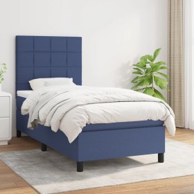 Box spring bed with blue fabric mattress 90x190 cm by vidaXL, Beds and slatted bases - Ref: Foro24-3141743, Price: 348,72 €, ...