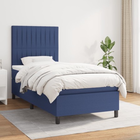 Box spring bed with blue fabric mattress 90x190 cm by vidaXL, Beds and slatted bases - Ref: Foro24-3141903, Price: 348,29 €, ...