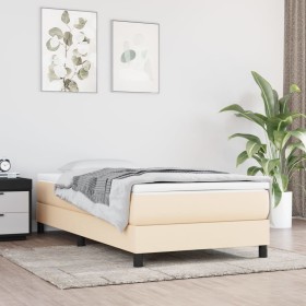 Box spring bed with cream fabric mattress 90x200 cm by vidaXL, Beds and slatted bases - Ref: Foro24-3144050, Price: 279,45 €,...