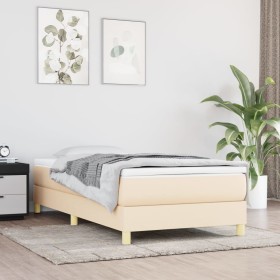 Box spring bed with cream fabric mattress 90x200 cm by vidaXL, Beds and slatted bases - Ref: Foro24-3144148, Price: 280,32 €,...