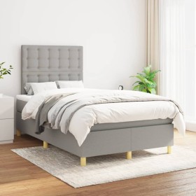 Cama box spring con colchón tela gris claro 120x200 cm de vidaXL, Camas y somieres - Ref: Foro24-3142641, Precio: 427,53 €, D...