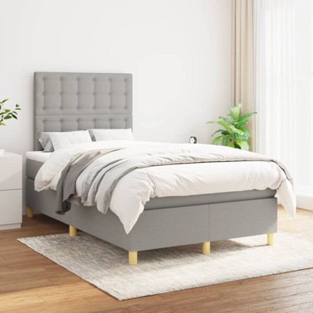 Cama box spring con colchón tela gris claro 120x200 cm de vidaXL, Camas y somieres - Ref: Foro24-3142641, Precio: 425,80 €, D...