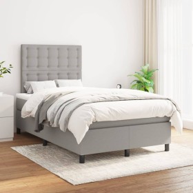 Box spring bed with light gray fabric mattress 120x200 cm by vidaXL, Beds and slatted bases - Ref: Foro24-3142081, Price: 407...