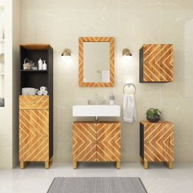 Juego muebles de baño 5 pzas madera maciza mango marrón y negro de vidaXL, Muebles de baño - Ref: Foro24-3206292, Precio: 433...