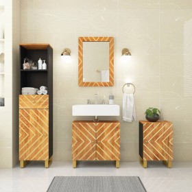 Juego muebles de baño 4 pzas madera maciza mango marrón y negro de vidaXL, Muebles de baño - Ref: Foro24-3206291, Precio: 365...