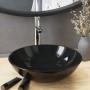 Lavabo y grifo tapón pulsador cristal templado negro de vidaXL, Lavabos - Ref: Foro24-3098449, Precio: 87,34 €, Descuento: %