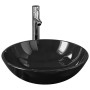 Lavabo y grifo tapón pulsador cristal templado negro de vidaXL, Lavabos - Ref: Foro24-3098449, Precio: 87,34 €, Descuento: %