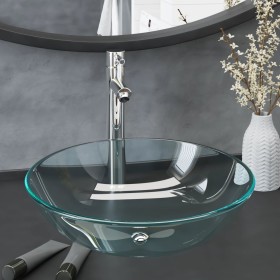 Sink with faucet and push-button tempered clear glass plug by vidaXL, Sinks - Ref: Foro24-3098439, Price: 85,99 €, Discount: %