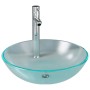 Lavabo con grifo y tapón pulsador cristal templado esmerilado de vidaXL, Lavabos - Ref: Foro24-3098444, Precio: 84,53 €, Desc...