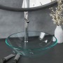 Waschbecken mit Wasserhahn und transparentem Druckknopfverschluss aus gehärtetem Glas von vidaXL, Sinkt - Ref: Foro24-3098443...