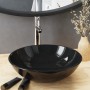 Sink with faucet and black tempered glass push-button stopper by vidaXL, Sinks - Ref: Foro24-3098453, Price: 105,39 €, Discou...