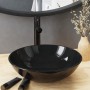 Sink and faucet with black tempered glass push-button stopper by vidaXL, Sinks - Ref: Foro24-3098450, Price: 98,42 €, Discoun...