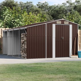 Brown galvanized steel garden shed 277x365.5x179 cm by vidaXL, Sheds - Ref: Foro24-3188297, Price: 752,99 €, Discount: %