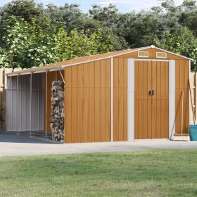 Light brown galvanized steel garden shed 277x365.5x179cm by vidaXL, Sheds - Ref: Foro24-3188300, Price: 719,38 €, Discount: %